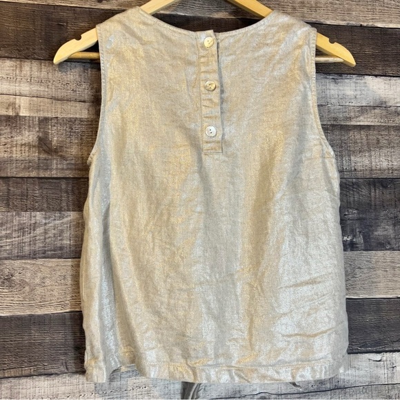 Christian Siriano Gold 100% Linen Tie Front Lagenlook Sleeveless Top - Picture 2 of 6
